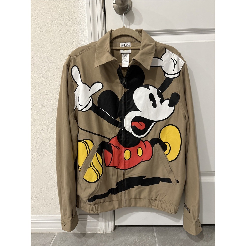 Disney Mickey & CO tan Zip Up Bomber Style Jacket Unisex Size Small